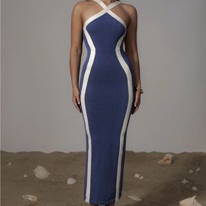 JLUXLABEL Blue and White Maxi Dress